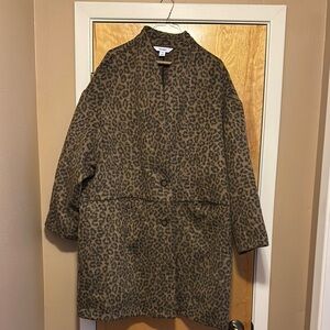 Chic Animal Print Overcoat